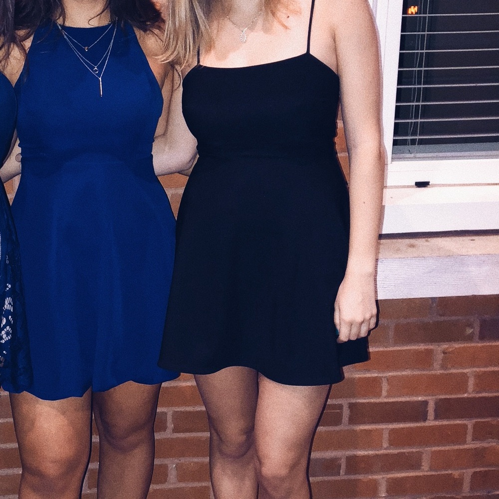 Lulus Navy Scalloped mini dress